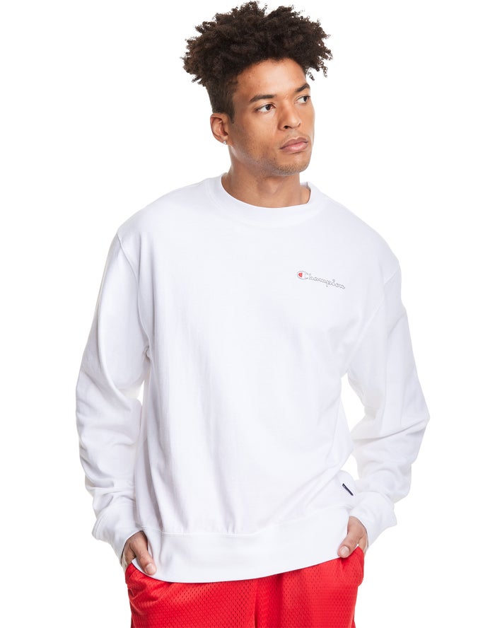 Champion Herre T-Shirts Hvide - Middleweight Jersey Long-Sleeve - Danmark XHU-635094